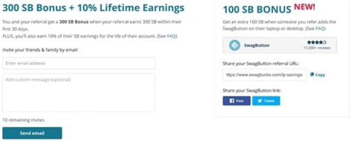 Swagbucks Referral Bonus: Get 300 SB + 10% Earnings!